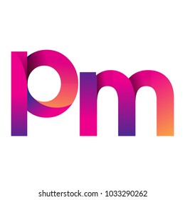 Initial Letter PM Logo Lowercase, magenta and orange, Modern and Simple Logo Design.