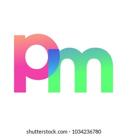 Initial Letter PM Lowercase Logo green, pink and Blue, Modern and Simple Logo Design.