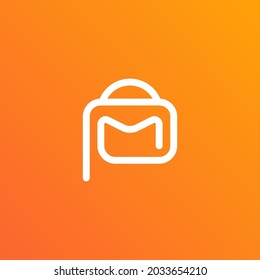 letra inicial pm bolsa de compra icono diseño logotipo