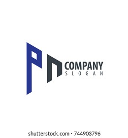 Initial Letter PN Linked Triangle Design Logo