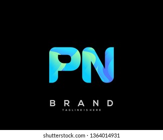 Initial letter PN logo with colorful background, letter combination logo design for creative industry, web, business and company. - Vector