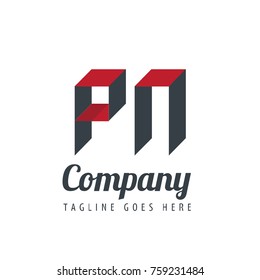 Initial Letter PN Logo With Ribbon Style
