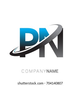 initial letter PN logotype company name colored blue and grey swoosh design. logo design for business and company identity.