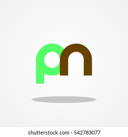 Initial letter PN lowercase logo design template leaf green brown