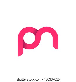 initial letter pn modern linked circle round lowercase logo pink