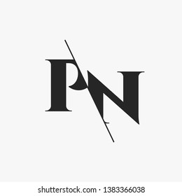 Initial Letter PN Monogram Sliced. Modern logo template isolated on gray background