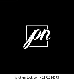 Initial letter PN NP minimalist art monogram shape logo, white color on black background