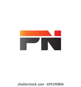 Initial letter PN, straight linked line bold logo, gradient fire red black colors