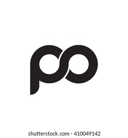initial letter po linked round lowercase monogram logo black