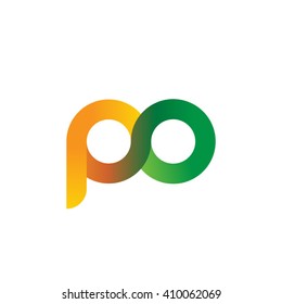 initial letter po linked round lowercase logo orange green