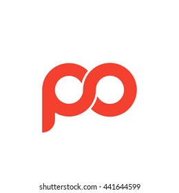 initial letter po linked round lowercase logo red