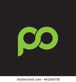 initial letter po linked round lowercase logo green