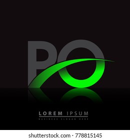 initial letter PO logotype company name colored green and black swoosh design. vector logo for business and company identity.
