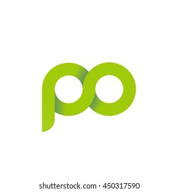 initial letter po modern linked circle round lowercase logo green