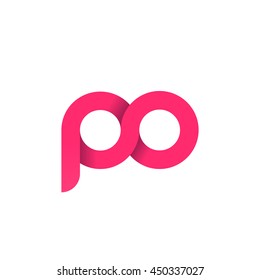 initial letter po modern linked circle round lowercase logo pink