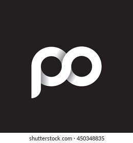 initial letter po modern linked circle round lowercase logo white black