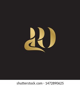 Initial letter po uppercase modern logo design template elements. Gold letter Isolated on black  background. Suitable for business, consulting group company.