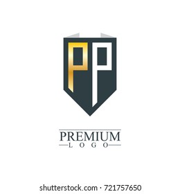 Plantilla de logotipo de diseño de empresa PP carta inicial