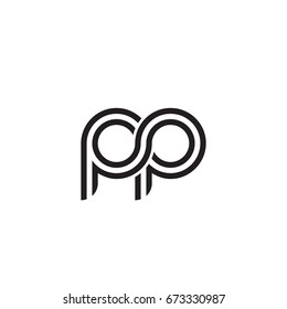 Initial letter pp, linked outline rounded lowercase, monogram black