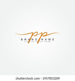 Initial Letter PP Logo - Handwritten Signature Logo