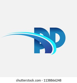 initial letter PP logotype company name colored blue and swoosh design. vector logo for business and company identity.
