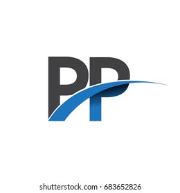 initial letter PP logotype company name colored blue and grey swoosh design. vector logo for business and company identity.

