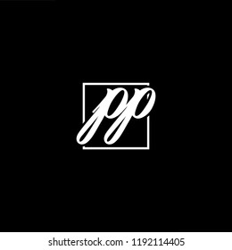 Initial letter PP minimalist art monogram shape logo, white color on black background