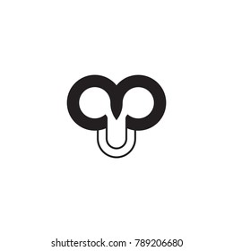 Initial letter PP, MU logo design template, modern monochrome symbol concept. 