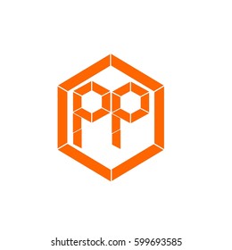initial letter pp orange color logo vector