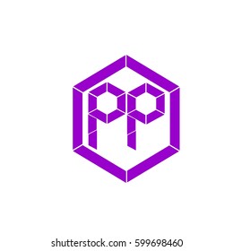 initial letter pp purple color logo vector