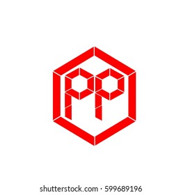 initial letter pp red color logo vector