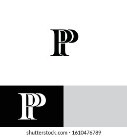 Initial letter pp uppercase modern logo design template elements. Black, and white letter Isolated on white, black and grey background. Suitable for business, consulting group company.