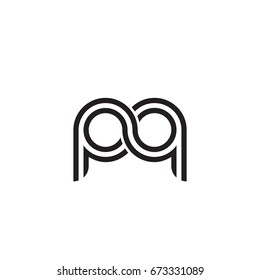 Initial letter pq, linked outline rounded lowercase, monogram black