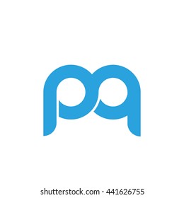 initial letter pq linked round lowercase logo blue