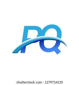 initial letter PQ logotype company name colored blue and swoosh design. vector logo for business and company identity.