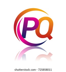 initial letter PQ logotype company name orange and magenta color on circle and swoosh design. vector logo for business and company identity.