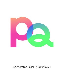 Initial Letter PQ Lowercase Logo green, pink and Blue, Modern and Simple Logo Design.