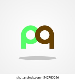 Initial letter PQ lowercase logo design template leaf green brown