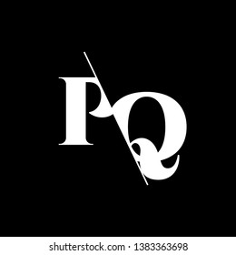 Initial Letter PQ Monogram Sliced. Modern logo template isolated on black background