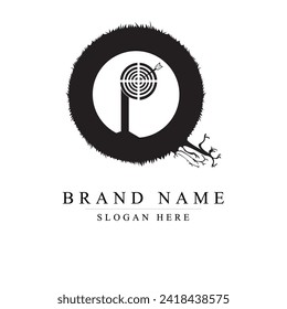 Initial Letter PQ Success Logo Combine with Bow Target Icon, PQ logo