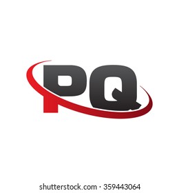 initial letter PQ swoosh ring company logo red black