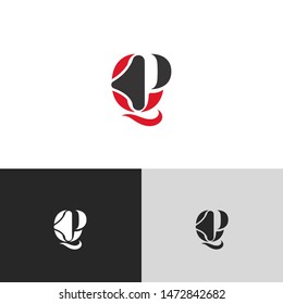 Initial Letter pq uppercase modern logo design template elements. red letter Isolated on black white grey background. Suitable for business, consulting group company.
