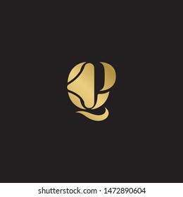Initial letter pq uppercase modern logo design template elements. Gold letter Isolated on black  background. Suitable for business, consulting group company.