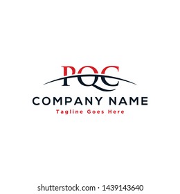 Initial letter PQC, overlapping movement swoosh horizon logo company design inspiration in red and dark blue color vector