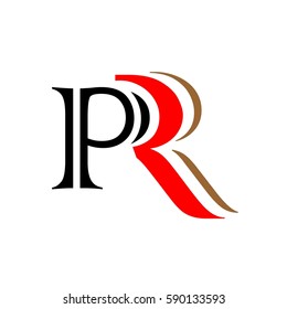 initial letter P,R black and red color logo vector