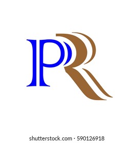 initial letter P,R blue and brown color logo vector