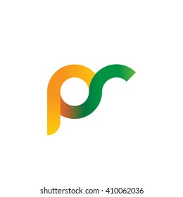initial letter pr linked round lowercase logo orange green