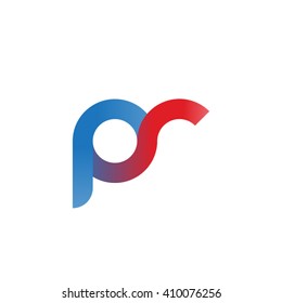 initial letter pr linked round lowercase logo blue red
