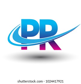 initial letter PR logotype company name colored blue and magenta swoosh design. vector logo for business and company identity.
