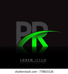 initial letter PR logotype company name colored green and black swoosh design. vector logo for business and company identity.
